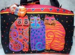 Laurel Burch cat canvas tote bag